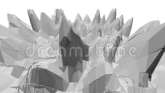 抽象干净的黑白低聚挥三维表面作为简单的背景灰色几何振动环境或视频的预览图