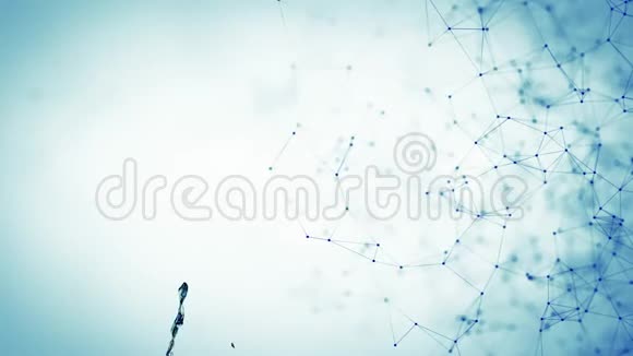 蓝色背景下水中的DNA分子三维插图4K视频的预览图