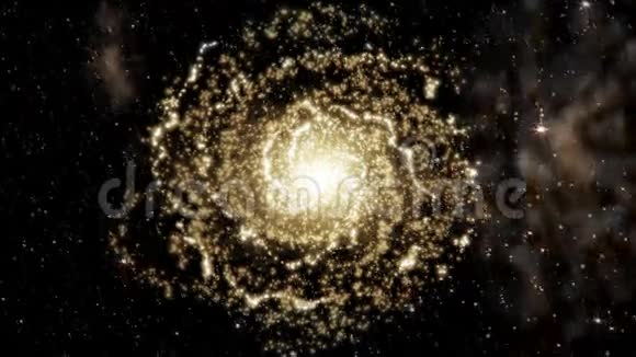 旋转的金色螺旋星系视频的预览图