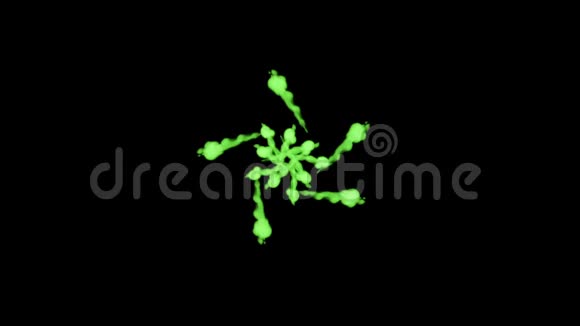 绿光油墨溶于水的三维渲染油墨注入的模拟lumamatte的vfx效果黑底绿字视频的预览图