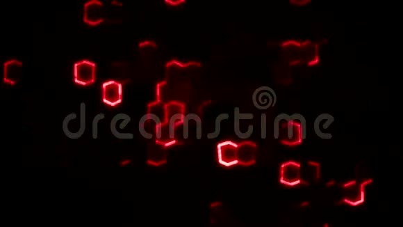 带有霓虹灯效果背景的红色抽象六边形动画视频的预览图