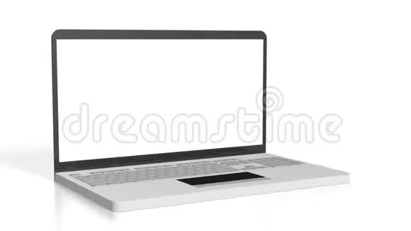 3D笔记本电脑白色背景视频的预览图