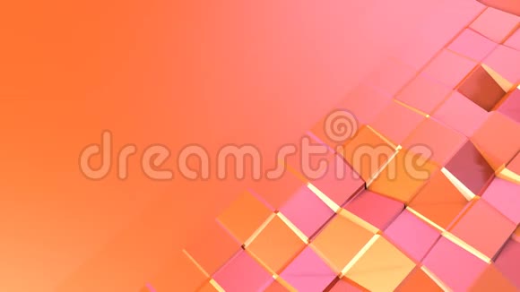 简单的低聚三维表面作为艺术环境软几何低聚运动背景移动纯粉色橙色视频的预览图