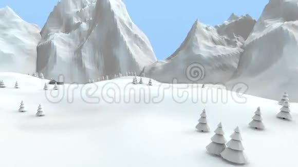 冬季低聚山景观三维动画视频的预览图