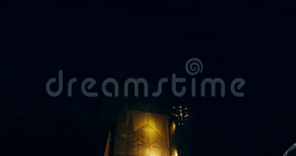庄严雄伟的斯特拉斯堡大教堂在夜间照明视频的预览图
