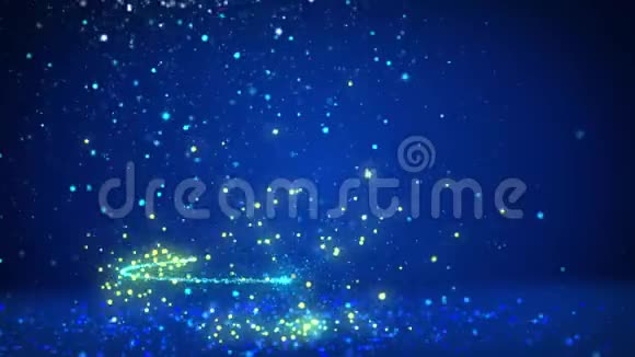 蓝色的大圣诞树从发光发亮的粒子在左边冬季主题为圣诞节背景与复制空间3d视频的预览图