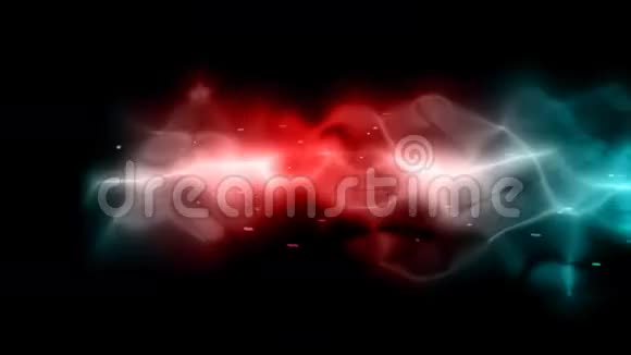红色和蓝色的心在黑色背景上流动的动画中发光视频的预览图