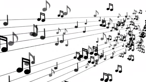 音乐音符在白色背景上流动4K决议视频的预览图