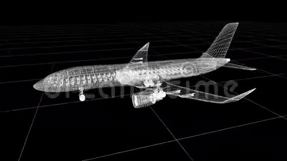 飞机线模型隔离在白色上视频的预览图