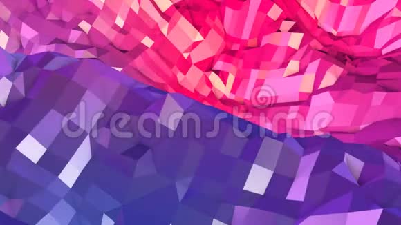 抽象简单的蓝色红色低聚三维表面作为时尚的三维背景软几何低聚运动背景视频的预览图
