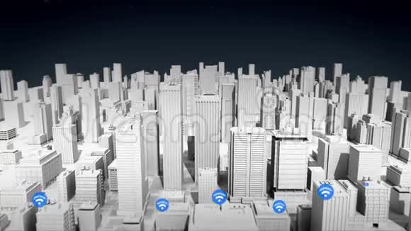 无线技术图标在智能城市连接互联网网络视频的预览图