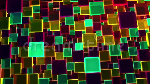 霓虹灯彩色立方体背景4k视频的预览图