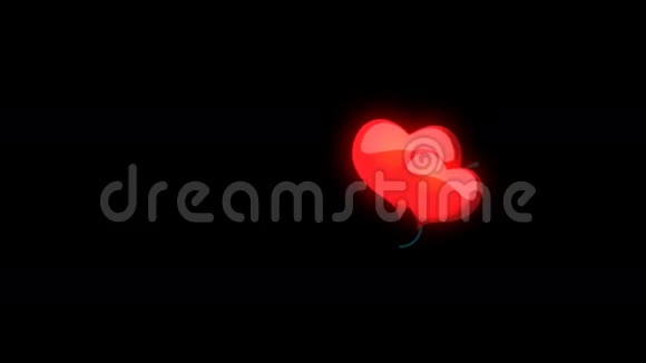黑色背景上的动画红心视频的预览图