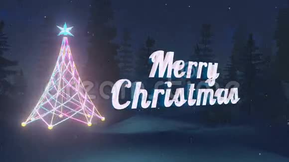 在黑暗的夜晚循环播放动画圣诞快乐视频的预览图