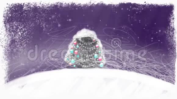 月光夜中装饰的圣诞树视频的预览图