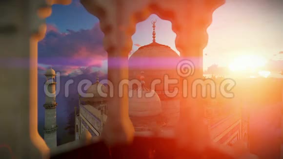 泰姬陵美丽的日出右塔观景台视频的预览图