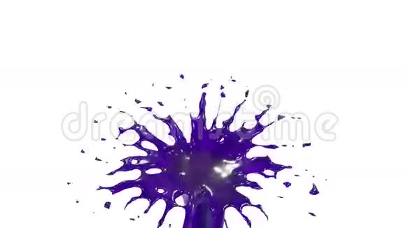美丽的喷泉喷射液体像紫罗兰汁喷泉随着水流高高上升3D渲染非常高视频的预览图