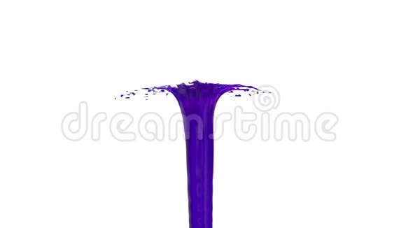 美丽的喷泉喷射液体像紫罗兰汁喷泉随着水流高高上升3D渲染非常高视频的预览图