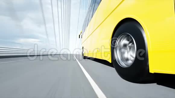桥上客车三维模型开得很快4k动画视频的预览图