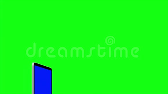 黑色平板电脑打开绿色背景易于定制的蓝色屏幕计算机生成的图像视频的预览图