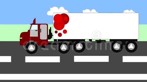 在高速公路上行驶的大卡车动画视频的预览图