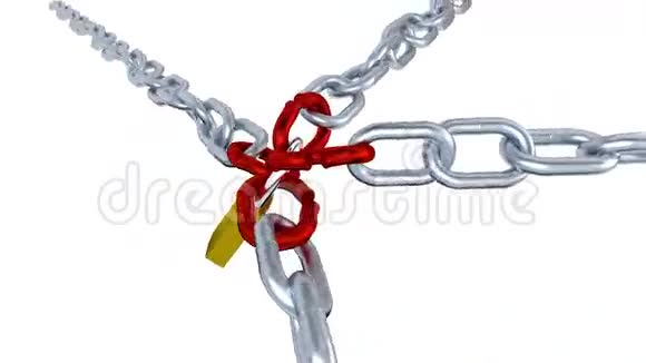四个金属链与矫正链和锁定与一个挂锁在无限旋转视频的预览图