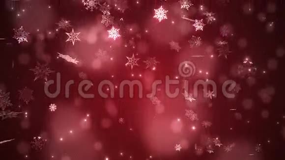 红色美丽飘落的雪花视频的预览图