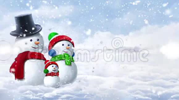 雪人家庭在冬日快乐的节日视频的预览图