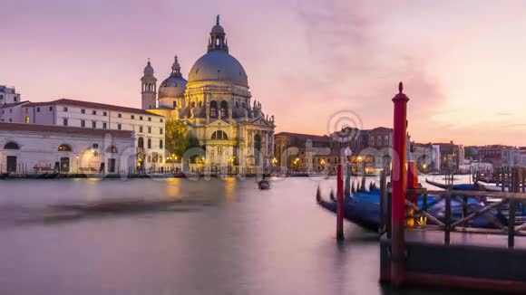 圣玛丽亚戴拉敬礼巴西利卡大运河4k时间流逝意大利威尼斯视频的预览图