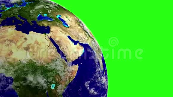 宇宙或空间中的行星地球旋转360度星云中的地球和星系减幅动画视频的预览图
