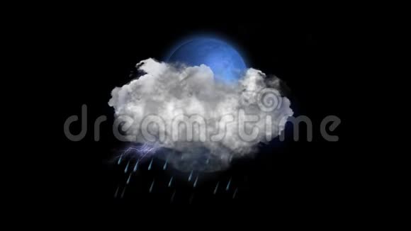 月雨闪电带有阿尔法频道的天气预报图标视频的预览图