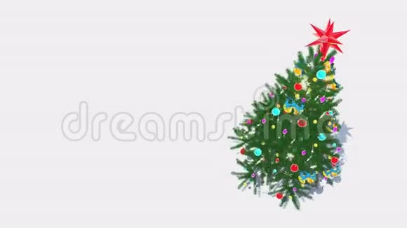 旋转装饰圣诞树自上而下的视图循环4K视频的预览图