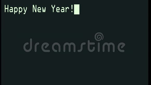 手打字新年快乐字写在绿色旧LED液晶管电脑显示屏关闭像素动画视频的预览图