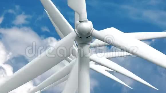 天空背景上有许多风力发电机4K视频的预览图