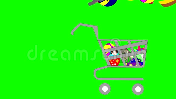 儿童玩具购物购物车及铭文销售视频的预览图