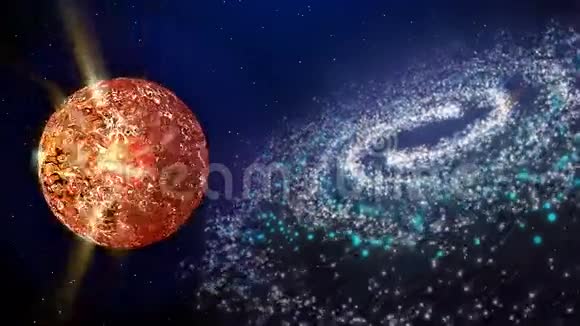 旋转能量星有火花和炽热的气芯视频的预览图