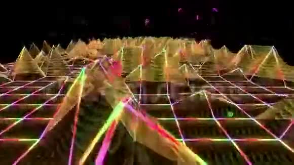 3D金三角声波几何多边形线架地形抽象动画视频的预览图