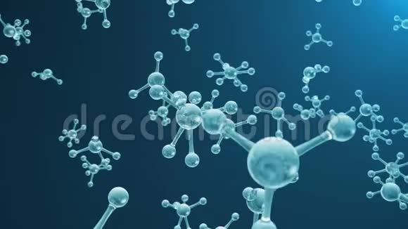 3D动画分子结构具有原子和分子的科学医学背景蓝色背景科学视频的预览图