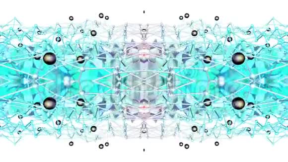 蓝色低聚几何抽象背景作为移动彩色玻璃或万花筒在4k循环三维动画无缝视频的预览图