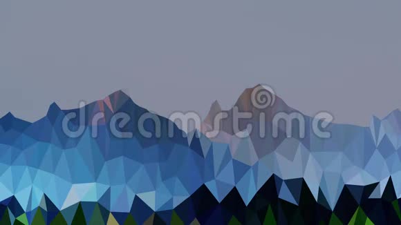 日落和山景低聚平面动画视频的预览图