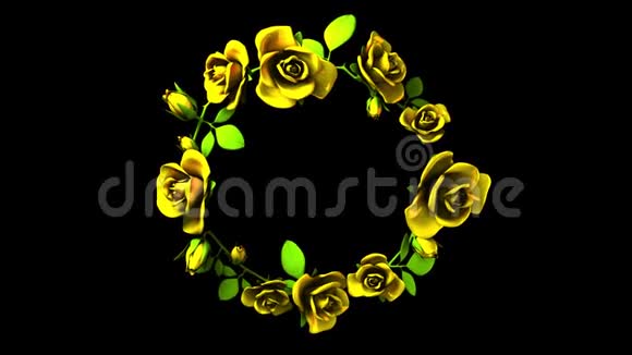 黑文本空间上的黄玫瑰框架视频的预览图