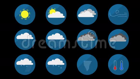 天气动画一组图标或符号循环与阿尔法冰铜平面设计我个人资料里有更多的选择视频的预览图