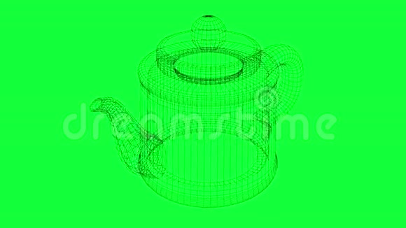 3D软件制作的线框茶壶旋转视频的预览图