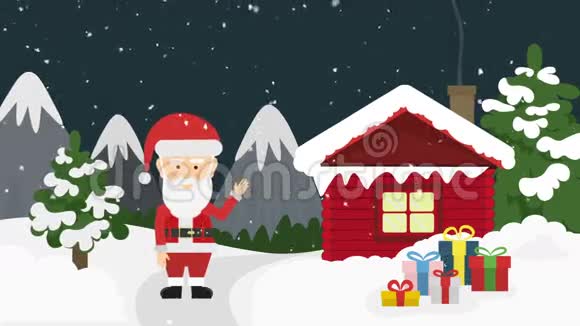 圣诞夜圣诞老人及礼品盒视频的预览图