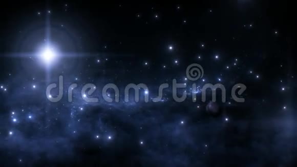 空间动画背景蓝色星云许多恒星为不同的项目视频的预览图