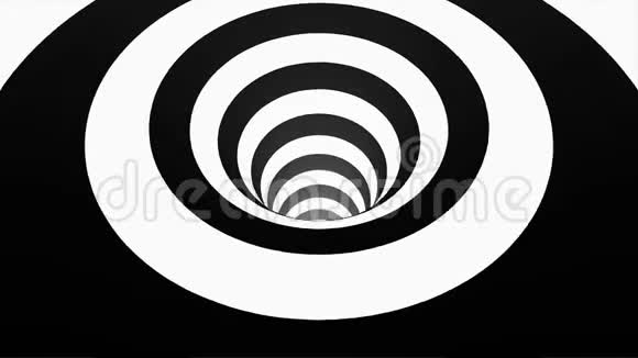 动画催眠隧道与白色和黑色方块条纹视错觉三维几何虫洞视频的预览图