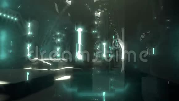 科幻小说未来主义的室内一条通往光明门的道路视频的预览图