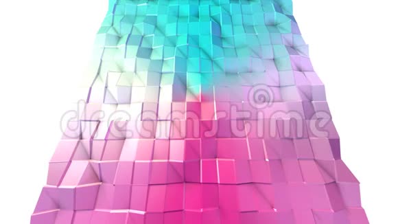 摘要简单的蓝色粉红色低聚三维表面作为控制背景软几何低聚运动背景视频的预览图