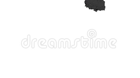 黑色油漆或油流落在白色背景屏幕上滴落在白色上3D渲染与阿尔法视频的预览图