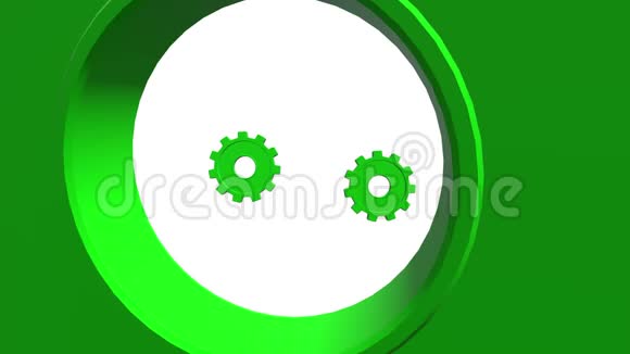 绿色齿轮的3D动画白色背景阿尔法通道视频的预览图